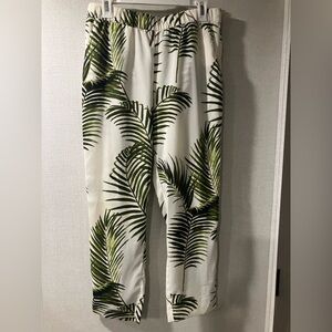H&M Green Leaf Print Women's Casual Pants
